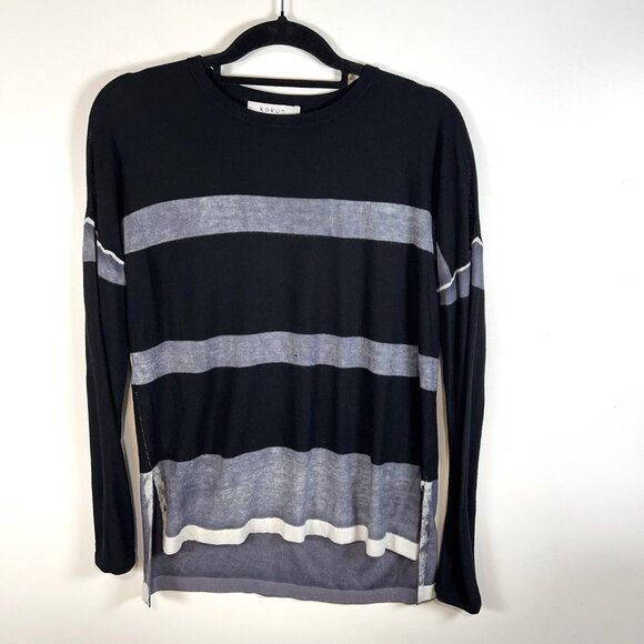 Kokun Overdyed Sweater Size M Pullover Bamboo Cashmere Gray Black Minimalist - Picture 1 of 10